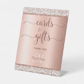 Elegant Roos Gold Calligraphy Weddenschappen Gifts Reclamebord Met Voetstuk (Voorkant)