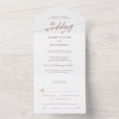 Elegant Roos Gold Calligraphy Wedding All In One Uitnodiging (Binnen)