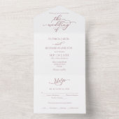 Elegant Roos Gold Calligraphy Wedding All In One Uitnodiging (Binnen)