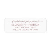 Elegant Roos Gold Calligraphy Wedding Etiket (Voorkant)