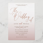 Elegant Roos Gold Calligraphy Wedding Folie Uitnodiging (Voorkant)