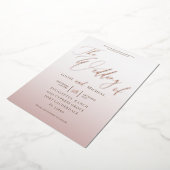 Elegant Roos Gold Calligraphy Wedding Folie Uitnodiging (Gedraaid)