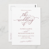 Elegant Roos Gold Calligraphy Wedding Invitation Briefkaart (Voorkant / Achterkant)