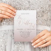 Elegant Roos Gold Calligraphy Wedding Invitation Kaart