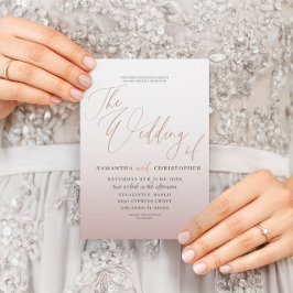 Elegant Roos Gold Calligraphy Wedding Invitation Kaart
