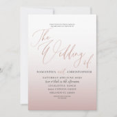 Elegant Roos Gold Calligraphy Wedding Invitation Kaart (Voorkant)
