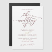 Elegant Roos Gold Calligraphy Wedding Invitation Magnetische Uitnodiging (Voorkant / Achterkant)