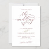 Elegant Roos Gold Calligraphy Wedding Invitation Magnetische Uitnodiging (Voorkant)