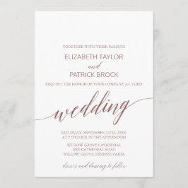 Elegant Roos Gold Calligraphy Wedding Kaart