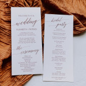 Elegant Roos Gold Calligraphy Wedding Programme Programmakaart