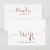 Elegant Roos Gold Calligraphy Wedding Website RSVP (Voorkant / Achterkant)