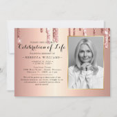 Elegant Roos Gold Celebration of life Kaart (Voorkant)