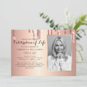 Elegant Roos Gold Celebration of life Kaart (Staand voorkant)