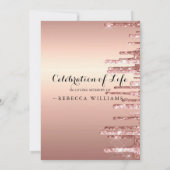 Elegant Roos Gold Celebration of life Kaart (Achterkant)