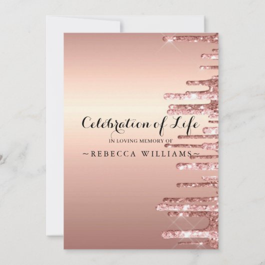 Elegant Roos Gold Celebration of life Kaart (Achterkant)