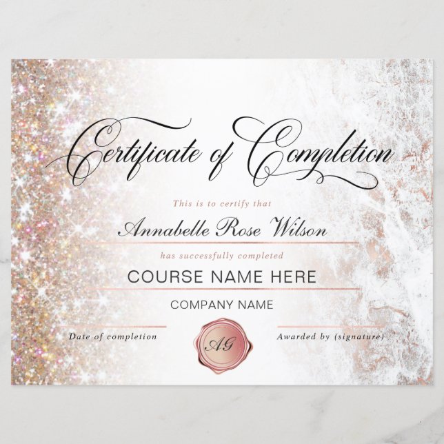Elegant Roos Gold Certificate of Complement Award (Voorkant)