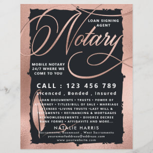 Elegant Roos Gold & Charcoal Notary Loan Agent Flyer