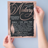 Elegant Roos Gold & Charcoal Notary Loan Agent Flyer (Hand)
