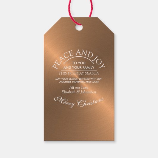 Elegant Roos Gold Christmas Cadeaulabel (Voorkant)