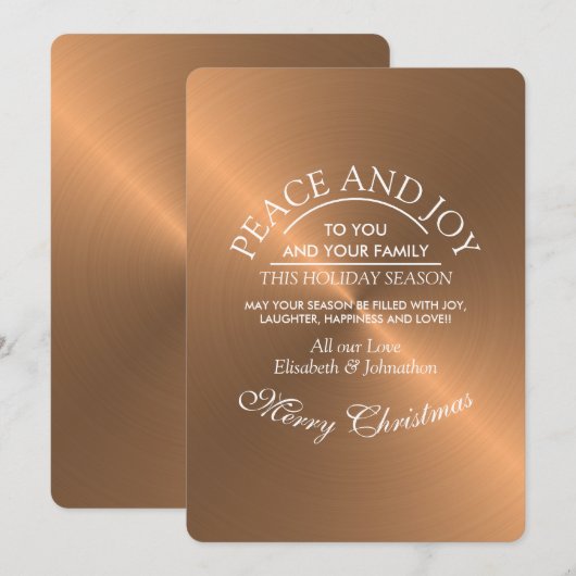 Elegant Roos Gold Christmas Feestdagenkaart (Voorkant / Achterkant)