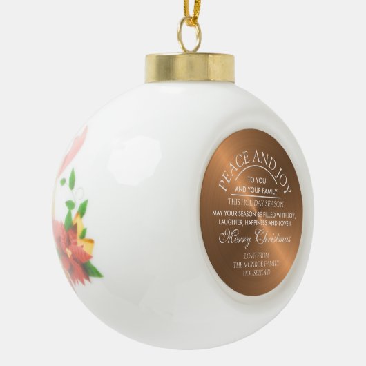 Elegant Roos Gold Christmas Keramische Bal Ornament (Links)