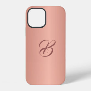 Elegant Roos Gold Color Monogrammed iPhone Case 12 Hoesje