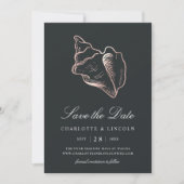 Elegant Roos Gold Conch Shell Wedding Save The Date (Voorkant)