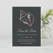 Elegant Roos Gold Conch Shell Wedding Save The Date (Staand voorkant)