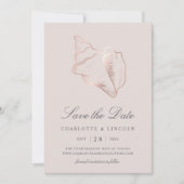 Elegant Roos Gold Conch Shell Wedding Save The Date (Voorkant)