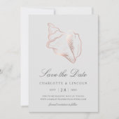 Elegant Roos Gold Conch Shell Wedding Save The Date (Voorkant)