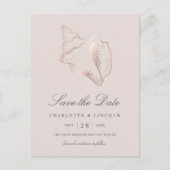 Elegant Roos Gold Conch Wedding Save the Date Aankondigingskaart (Voorkant)