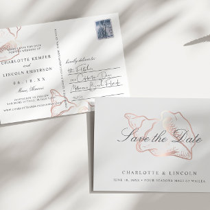 Elegant Roos Gold Conch Wedding Save the Date Aankondigingskaart