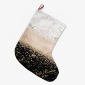 Elegant roos Gold confetti marmer Grote Kerstsok (Voorkant (Hangend))