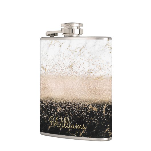 Elegant roos Gold confetti marmer Heupfles (Links)