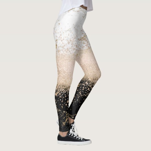 Elegant roos Gold confetti marmer Leggings (Rechts)