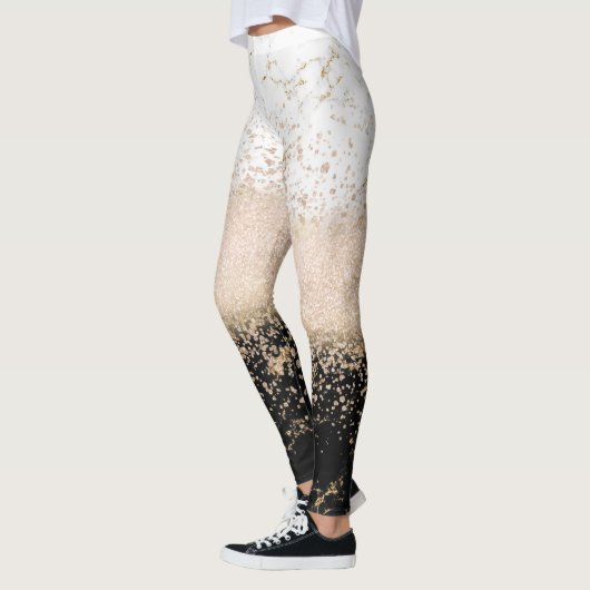 Elegant roos Gold confetti marmer Leggings (Links)