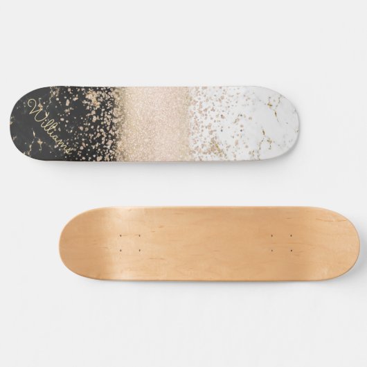 Elegant roos Gold confetti marmer Skateboard (Horizontaal)