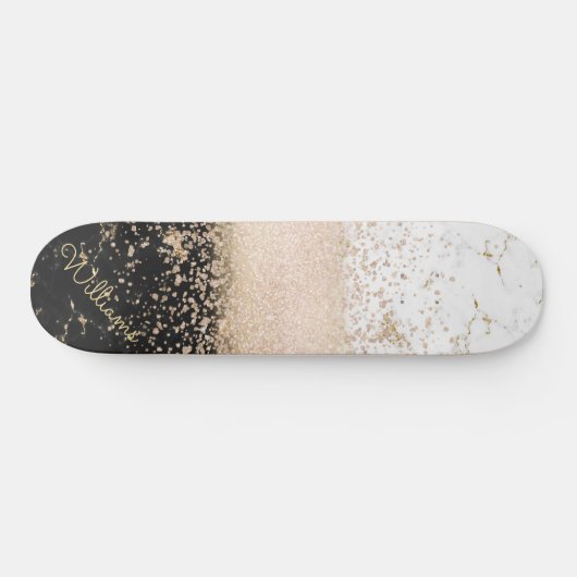 Elegant roos Gold confetti marmer Skateboard (Horizontaal)