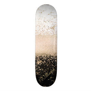 Elegant roos Gold confetti marmer Skateboard