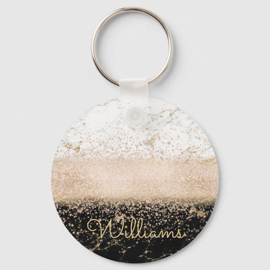Elegant roos Gold confetti marmer Sleutelhanger (Voorkant)