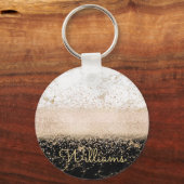 Elegant roos Gold confetti marmer Sleutelhanger (Voorkant)