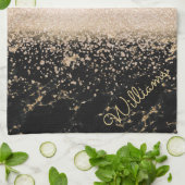 Elegant roos Gold confetti marmer Theedoek (Gevouwen)