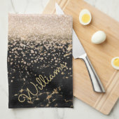 Elegant roos Gold confetti marmer Theedoek (Quarter Fold)