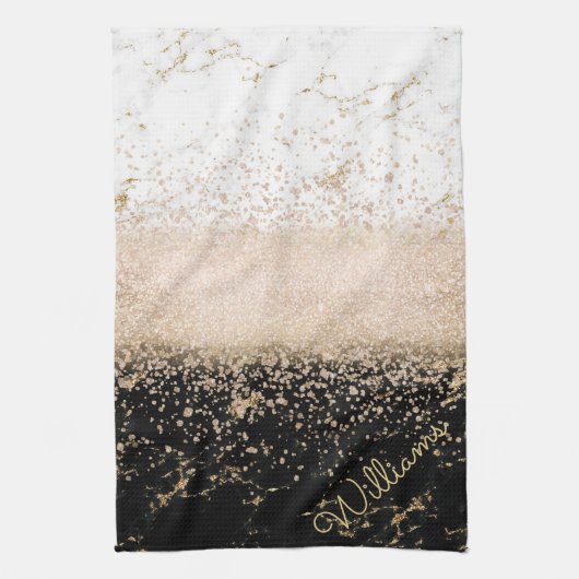Elegant roos Gold confetti marmer Theedoek (Verticaal)