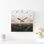 Elegant roos Gold confetti marmer Vierkante Klok (Huis)
