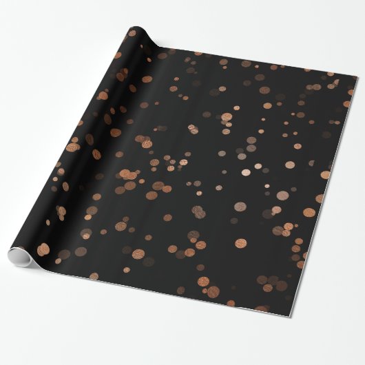Elegant roos gold confetti polka dot patroon cadeaupapier (Uitgerold)