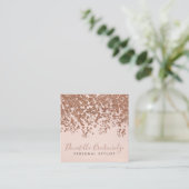Elegant Roos Gold Confetti Professional Vierkante Visitekaartje (Staand voorkant)