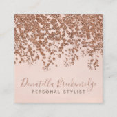 Elegant Roos Gold Confetti Professional Vierkante Visitekaartje (Voorkant)