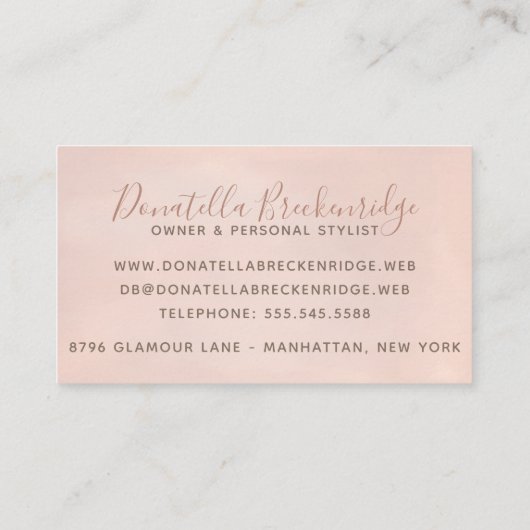 Elegant Roos Gold Confetti Professional Visitekaartje (Achterkant)