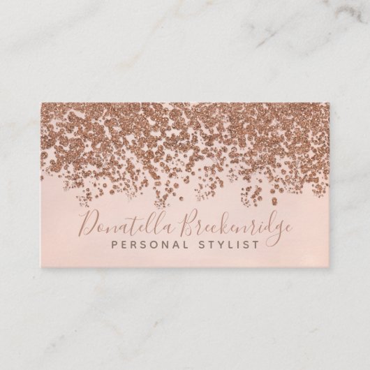 Elegant Roos Gold Confetti Professional Visitekaartje (Voorkant)
